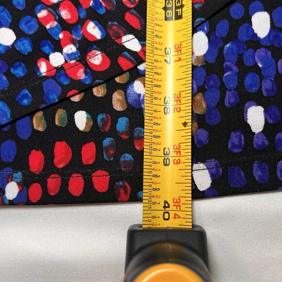 Calvin Klein Faux Wrap Dress Plus Size 18W Blue Colorful Dot Print Ruched Jersey - Picture 7 of 15